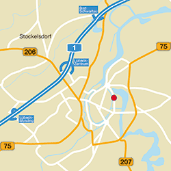 Map: routes into Lübeck